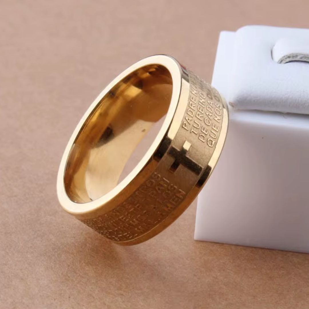 Anillo Argolla Padre Nuestro Acero